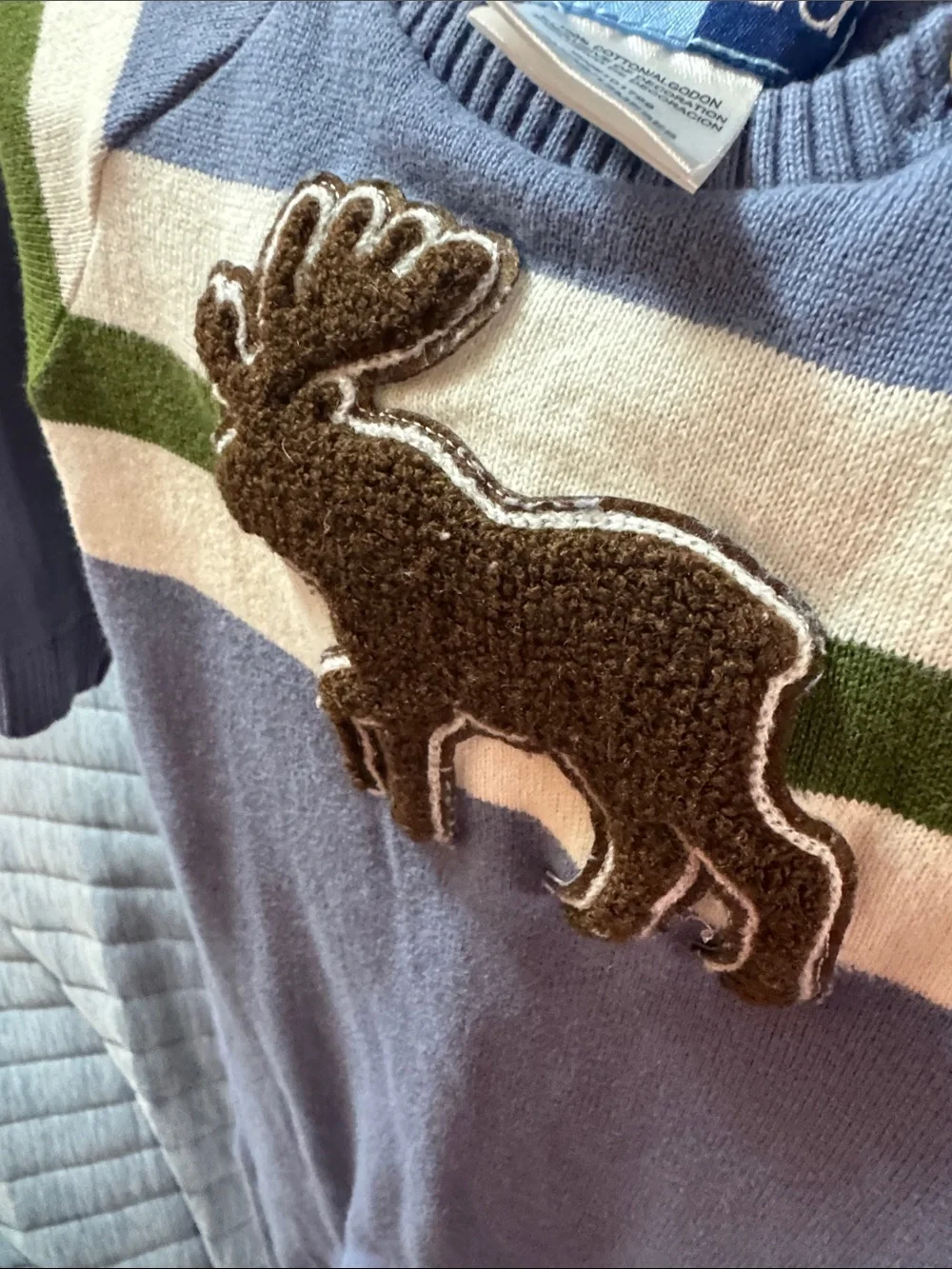 Good Lad blue baby sweater with brown trim